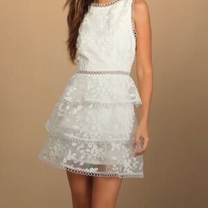 Lulus White Organza Lace "Look So Sweet" Dress NWT --- Size M